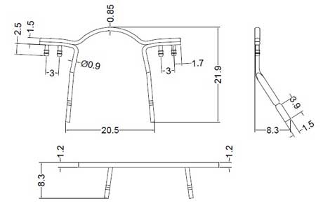 drawing of glasses spring hinges