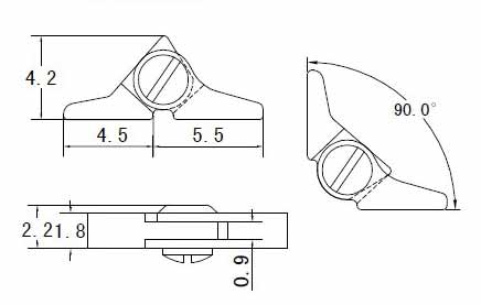 drawing of double spring hinge for wooden sunglasses
