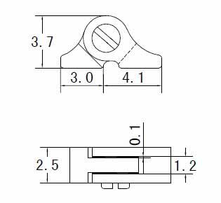 drawing of titanium eyeglass hinge