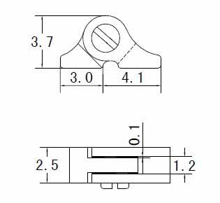 drawing of titanium eyeglass hinge