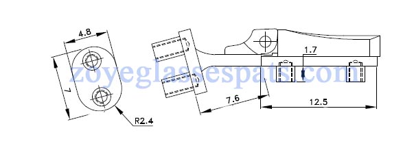 drawing of double spring hinge for wooden sunglasses