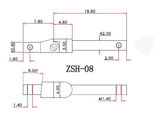 drawing of spring hinge for wood sunglasses ZSH-08