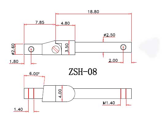 drawing of spring hinge for wood sunglasses ZSH-08