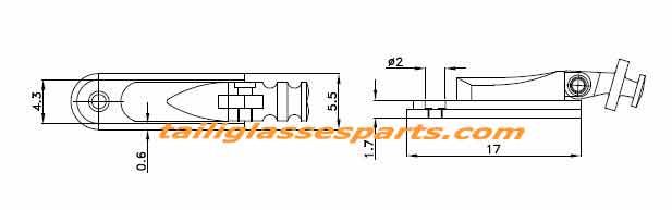 drawing of spring hinge for wooden glasses