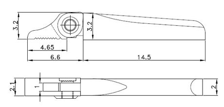 drawing of double spring hinge for wooden sunglasses