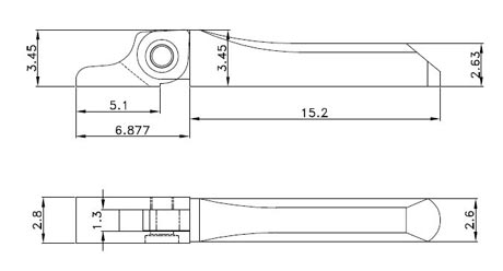 drawing of double spring hinge for wooden sunglasses