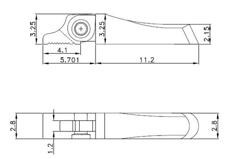 drawing of double spring hinge for wooden sunglasses