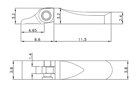 drawing of double spring hinge for wooden sunglasses