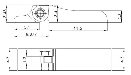 drawing of double spring hinge for wooden sunglasses