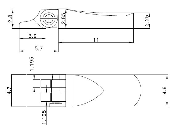 drawing of double spring hinge for wooden sunglasses