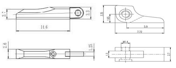 drawing of double spring hinge for wooden sunglasses