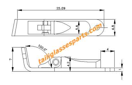 drawing of spring hinge for wooden sun glasses